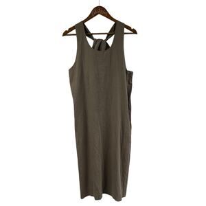The Open Product Dress Sage Green Linen Blend Designer Lagenlook
